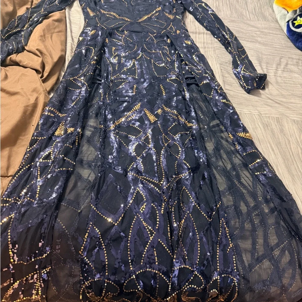 Fashion Nova Midnight Blue Sequin Gown - Picture 4 of 6